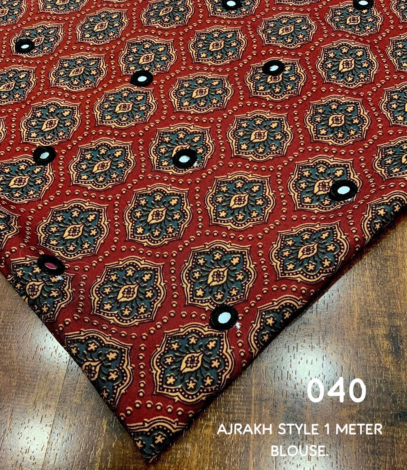 white leaf Ajrakh Saree