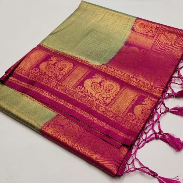 Pista Green with Pink Kubera Pattu Saree