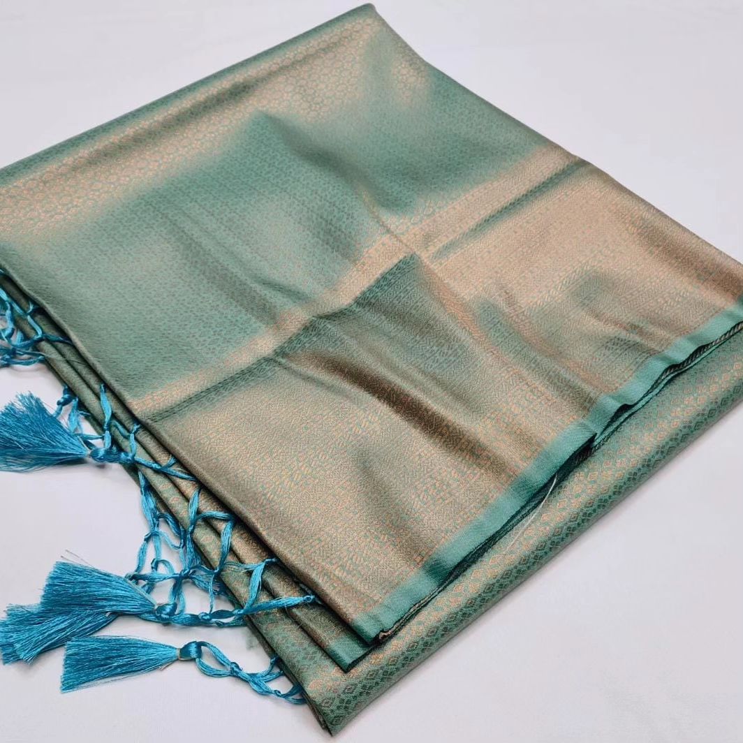 Rekha breezy copper soft silk saree