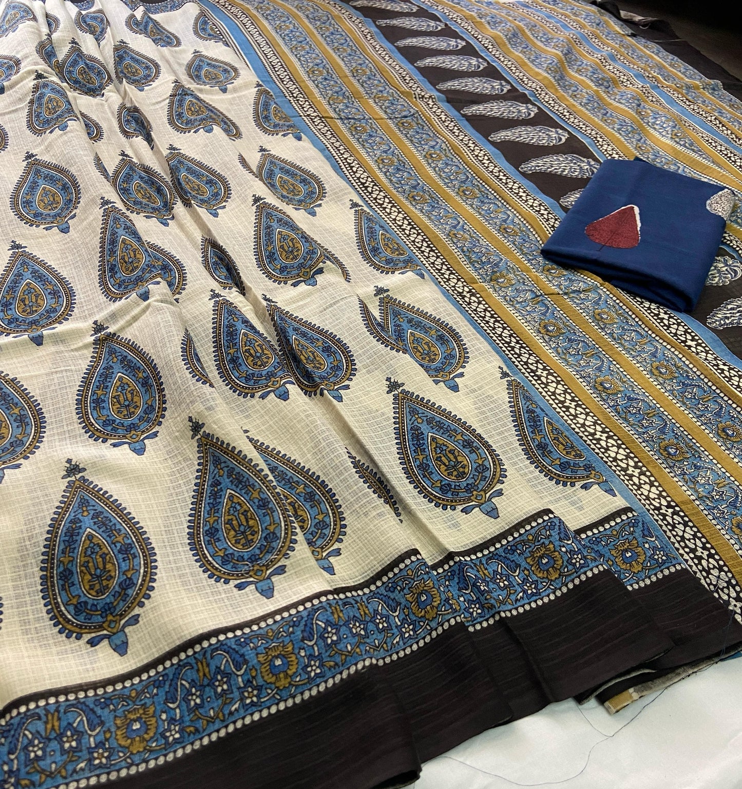 Exclusive Hand Block Printed Kota Doria saree