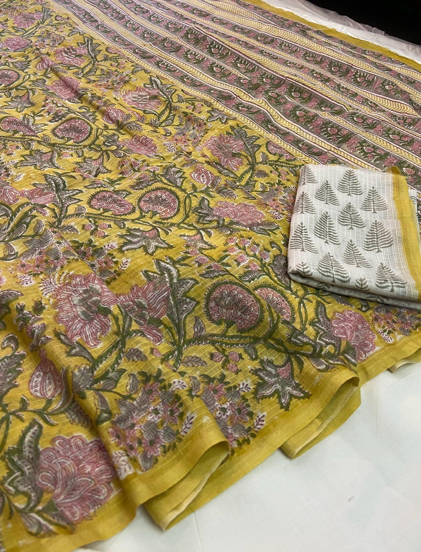 Exclusive Hand Block Printed Kota Doria saree
