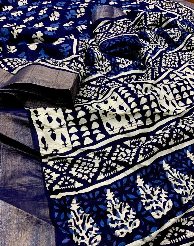 INDIGO SPECIAL BATIK PRINT SAREE