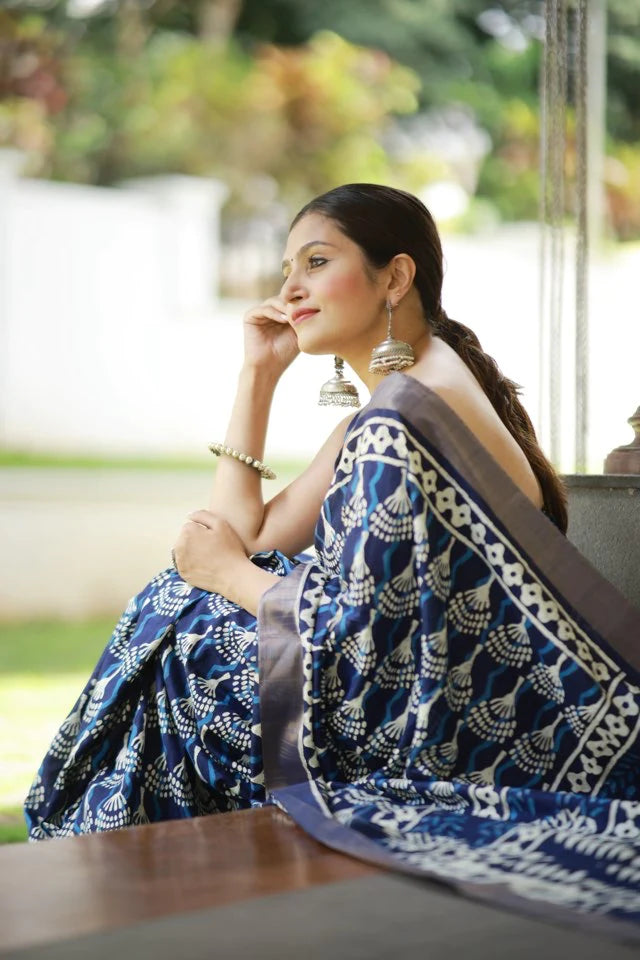 INDIGO SPECIAL BATIK PRINT SAREE