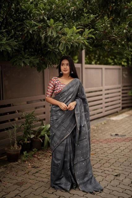 lux linen cotton saree