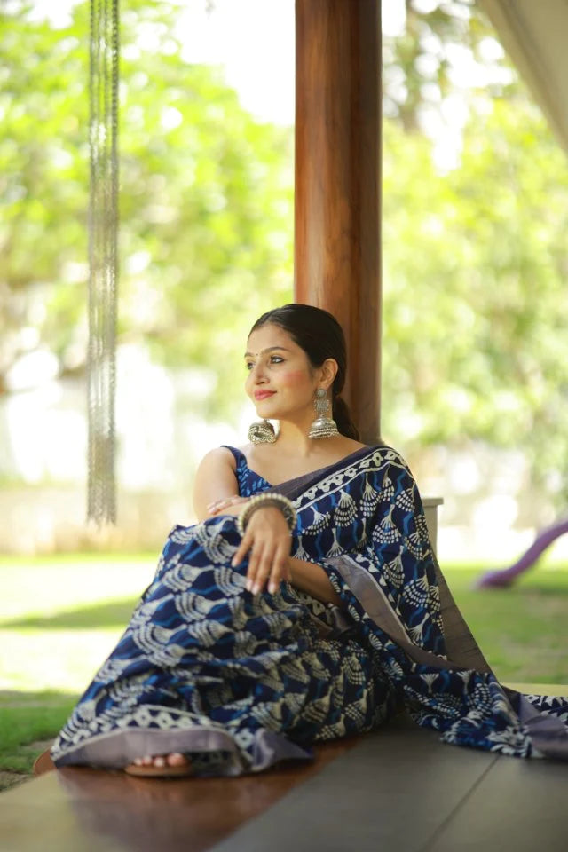 INDIGO SPECIAL BATIK PRINT SAREE