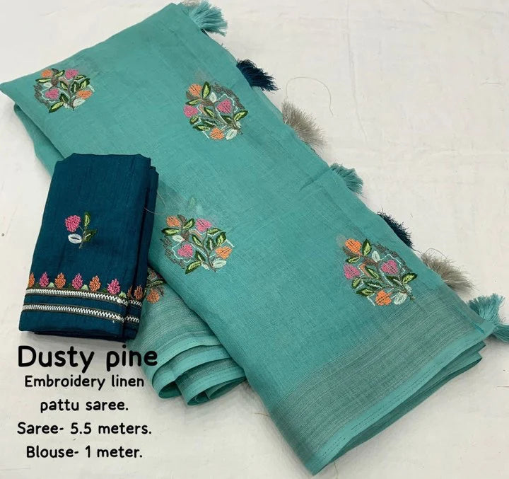 pure linen sarees