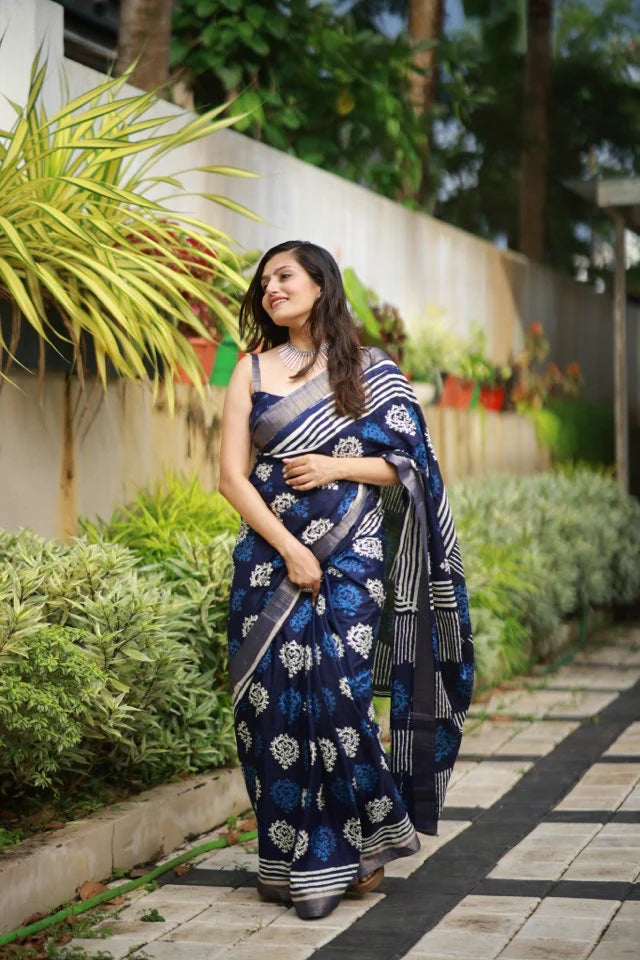 INDIGO SPECIAL BATIK PRINT SAREE