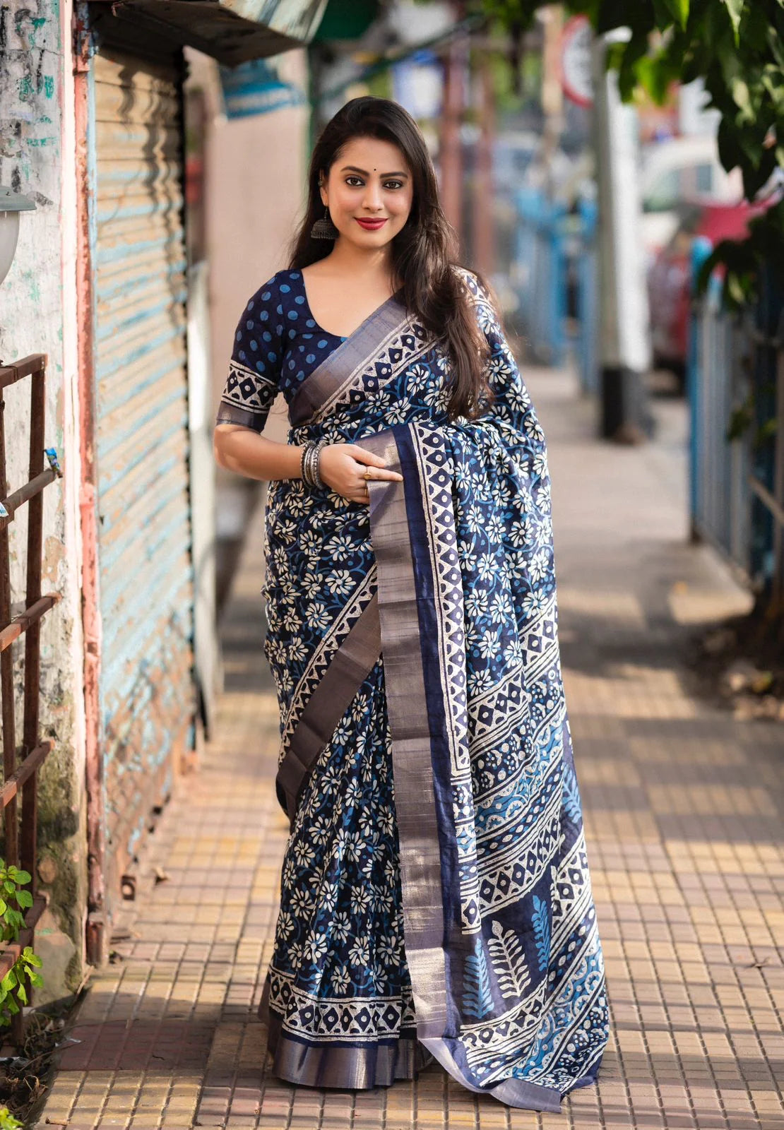 INDIGO SPECIAL BATIK PRINT SAREE