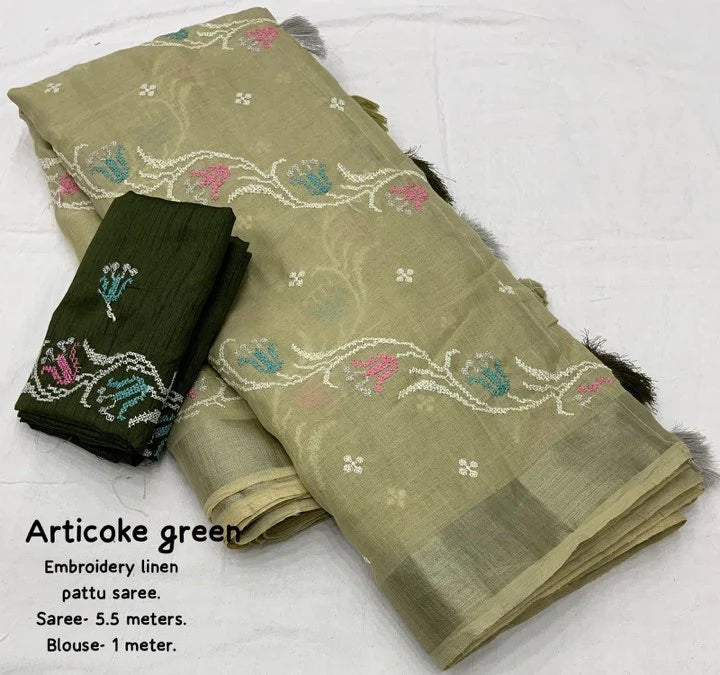 pure linen sarees