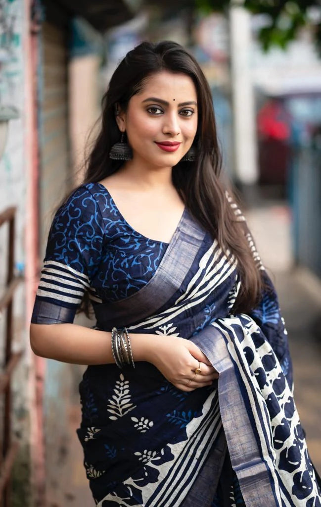 INDIGO SPECIAL BATIK PRINT SAREE