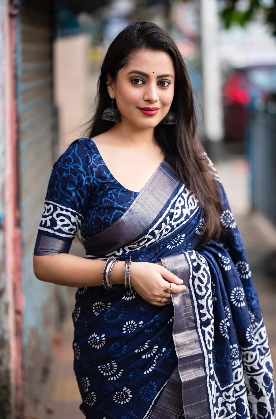 INDIGO SPECIAL BATIK PRINT SAREE