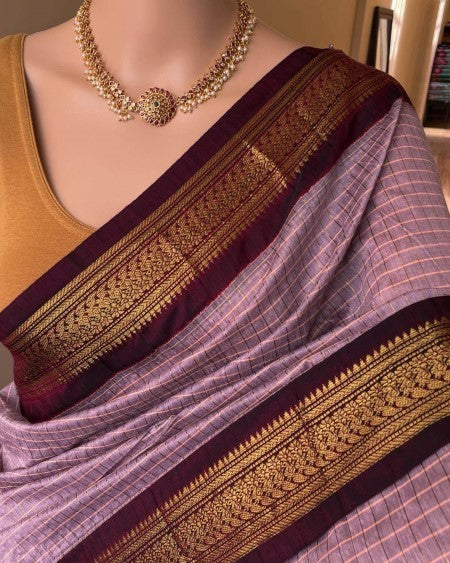 SILK COTTON SAREE WITH CHECKS