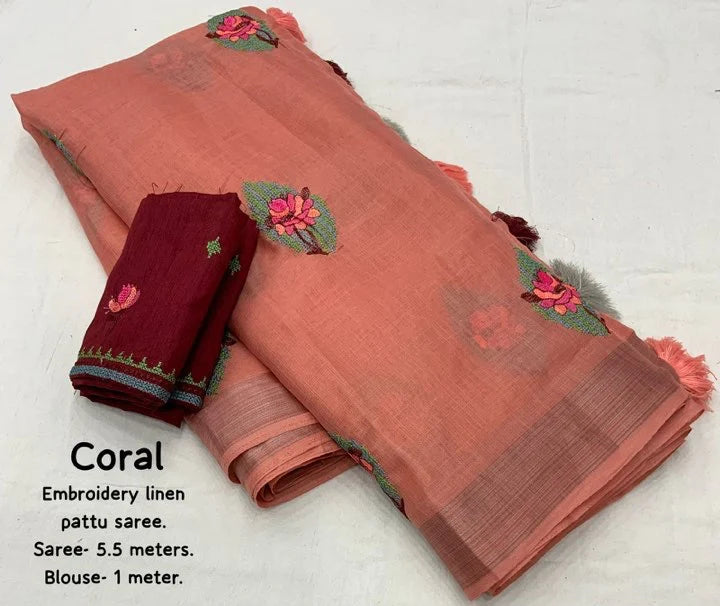 pure linen sarees