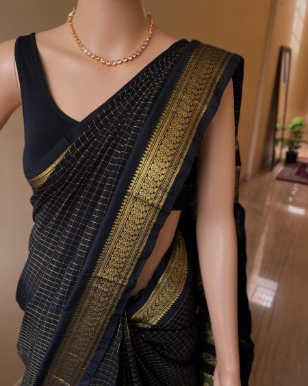 SILK COTTON SAREE WITH CHECKS