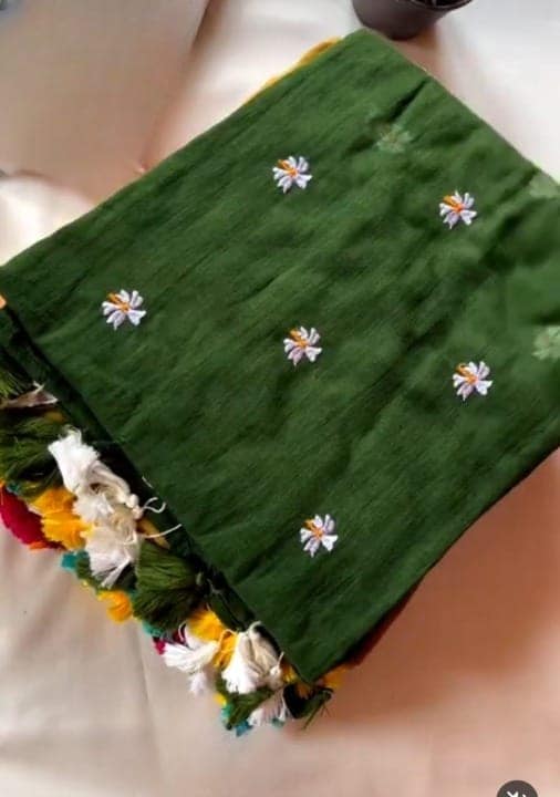 Siuli embroidery Mul Cotton Saree