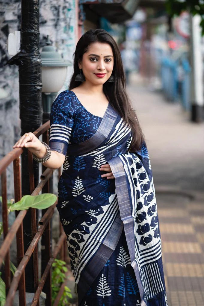 INDIGO SPECIAL BATIK PRINT SAREE