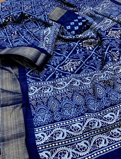 INDIGO SPECIAL BATIK PRINT SAREE