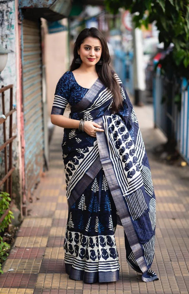 INDIGO SPECIAL BATIK PRINT SAREE