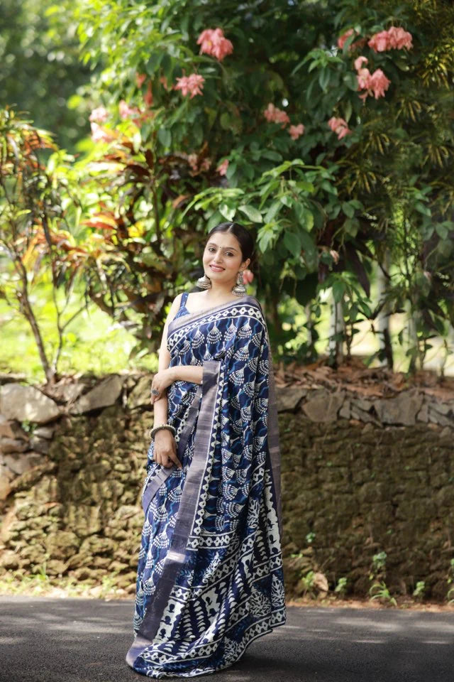 INDIGO SPECIAL BATIK PRINT SAREE