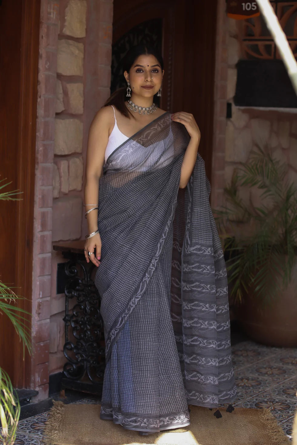 Exclusive Hand Block Printed Kota Doria saree