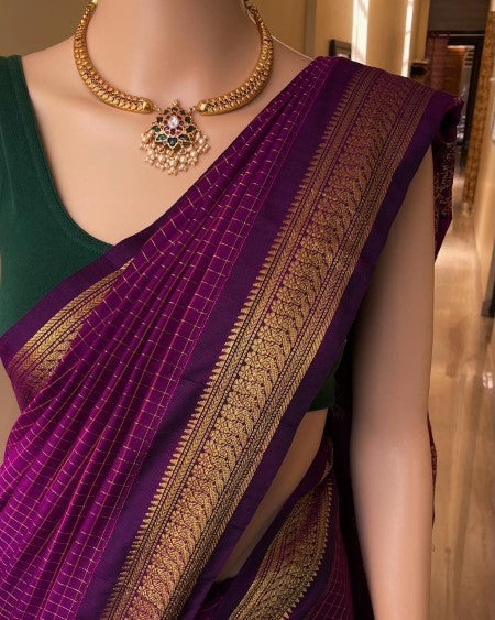 SILK COTTON SAREE WITH CHECKS