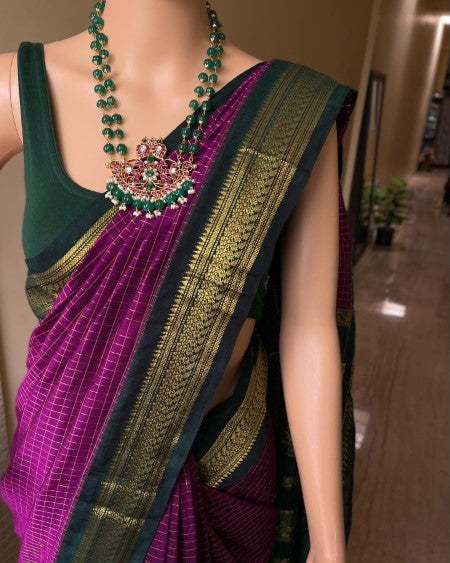 SILK COTTON SAREE WITH CHECKS