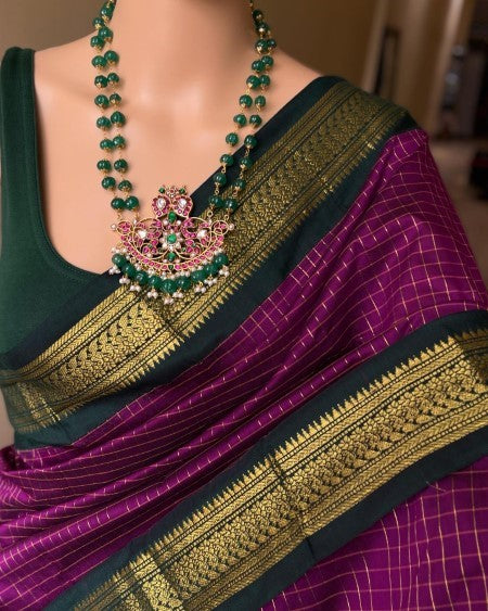 SILK COTTON SAREE WITH CHECKS