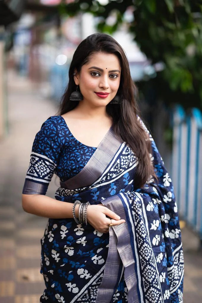 INDIGO SPECIAL BATIK PRINT SAREE