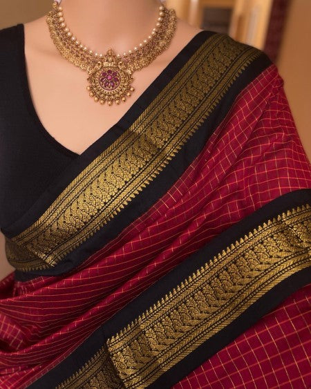 SILK COTTON SAREE WITH CHECKS