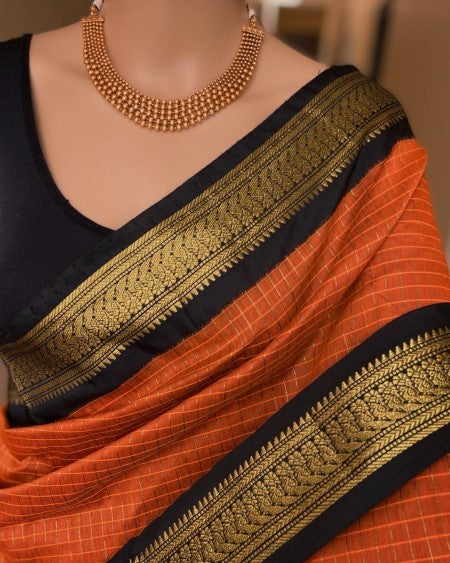 SILK COTTON SAREE WITH CHECKS