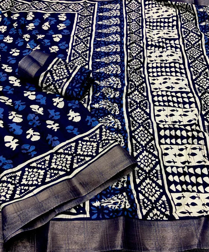 INDIGO SPECIAL BATIK PRINT SAREE