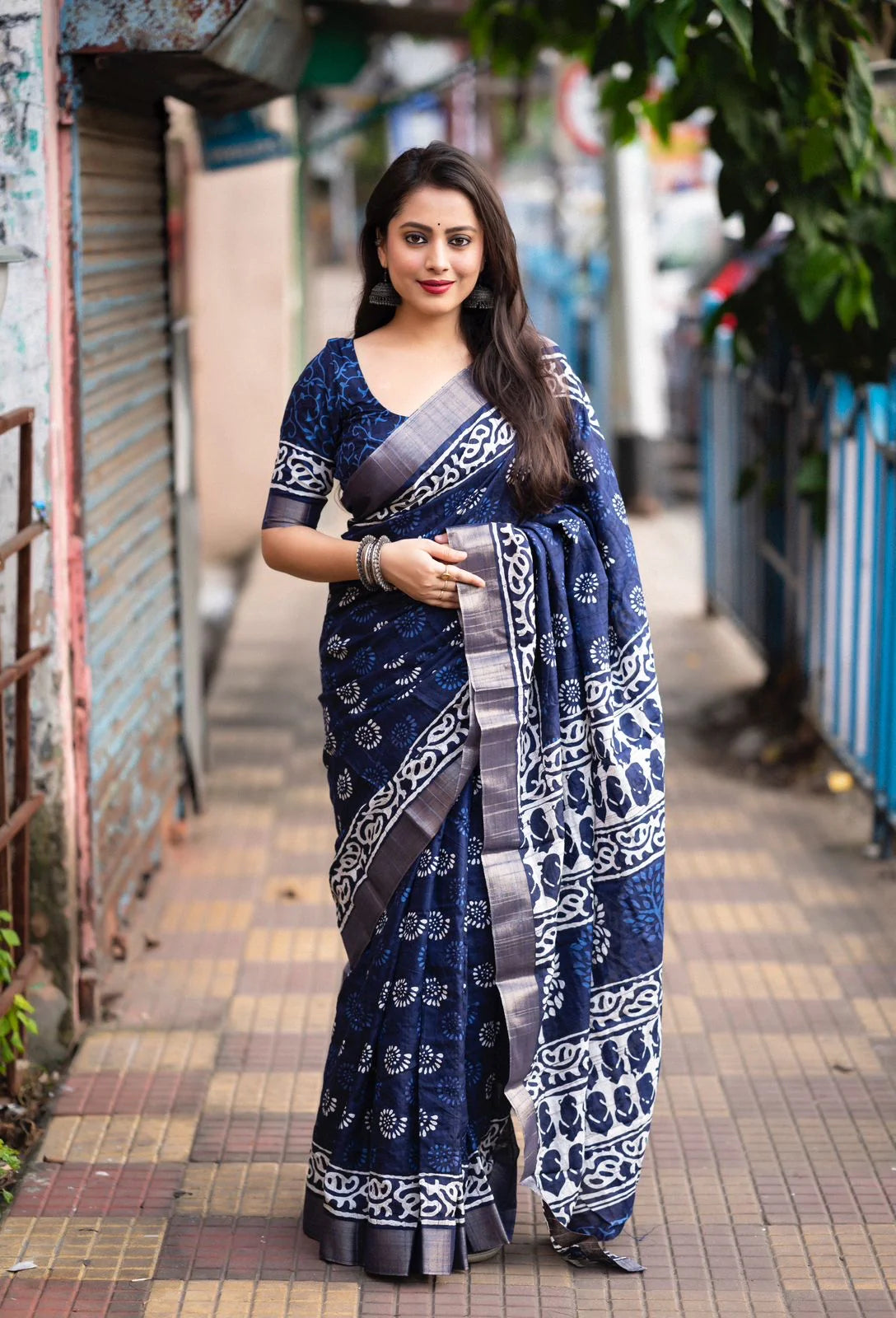 INDIGO SPECIAL BATIK PRINT SAREE