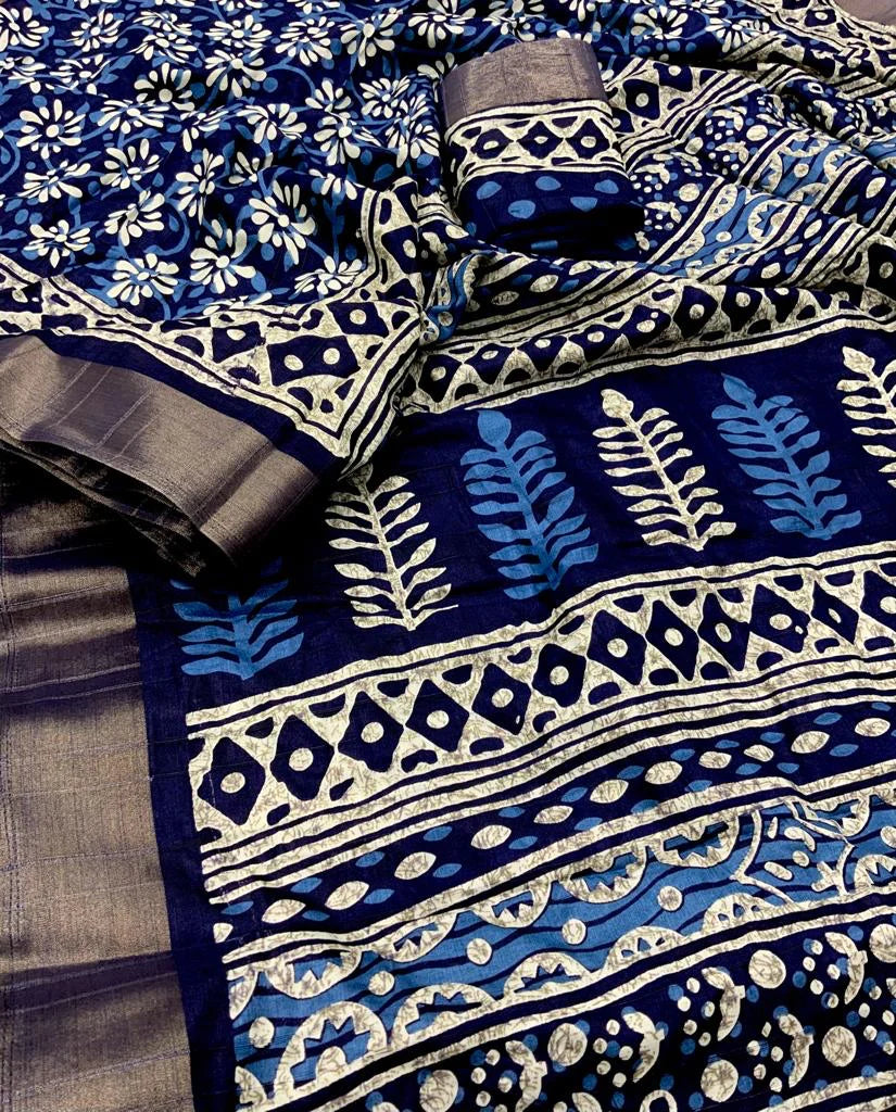 INDIGO SPECIAL BATIK PRINT SAREE