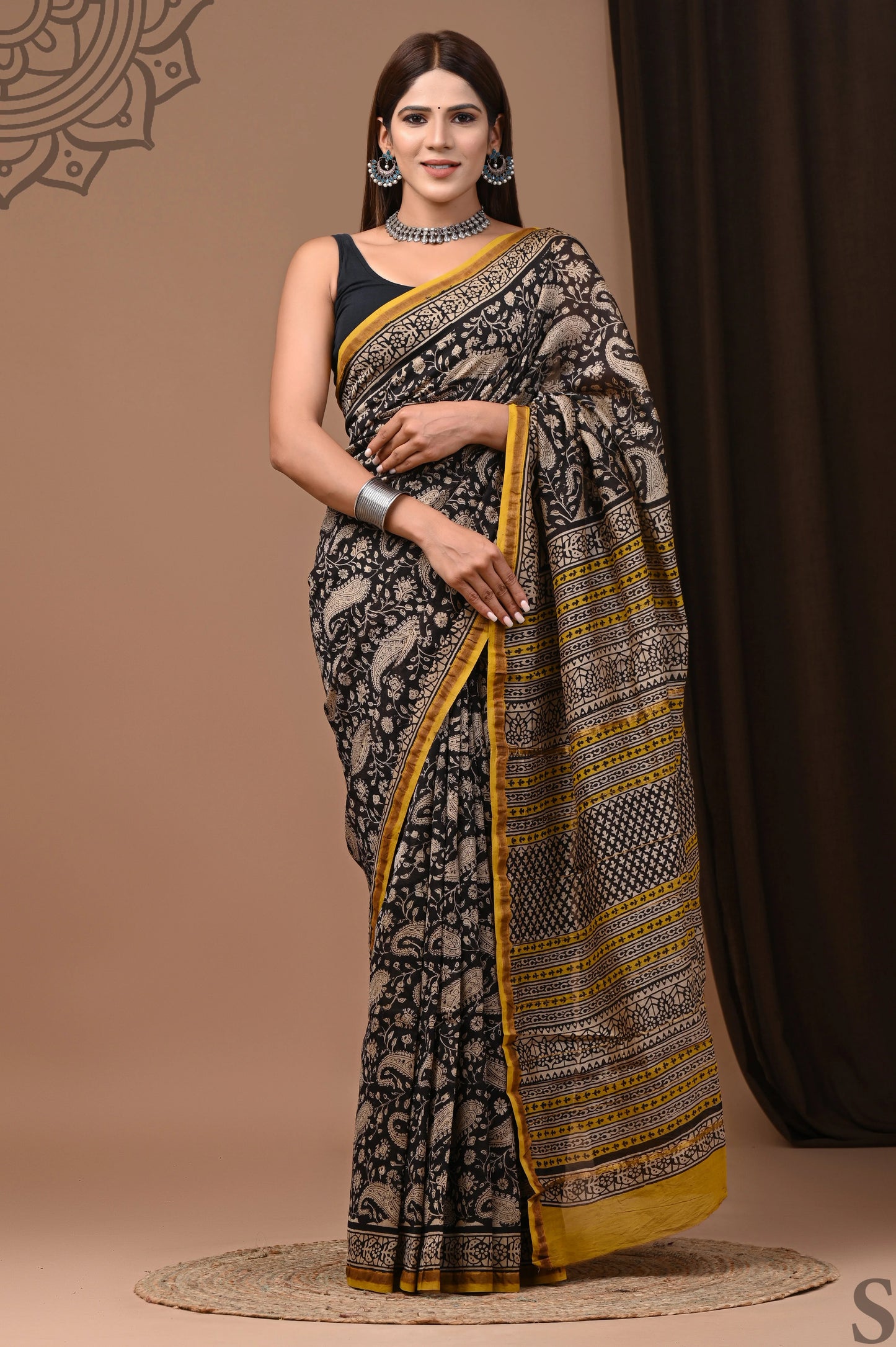 Premium Hand Block Printed Chanderi Silk Saree