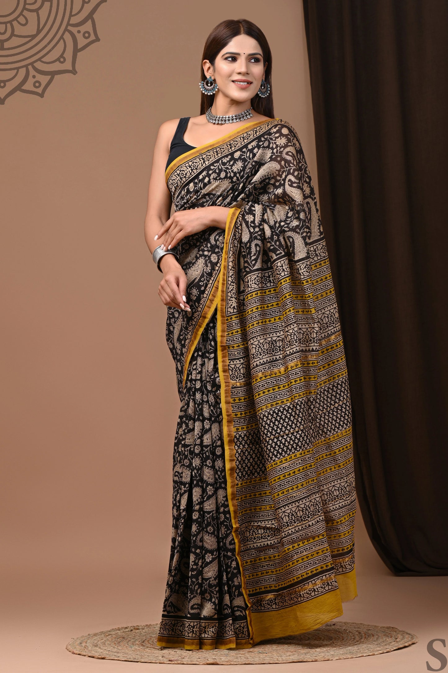 Premium Hand Block Printed Chanderi Silk Saree