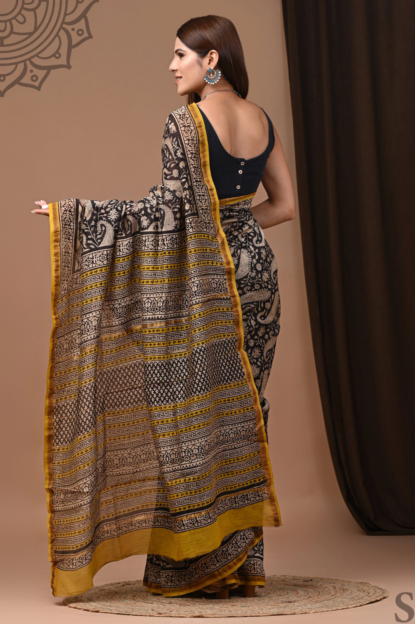 Premium Hand Block Printed Chanderi Silk Saree