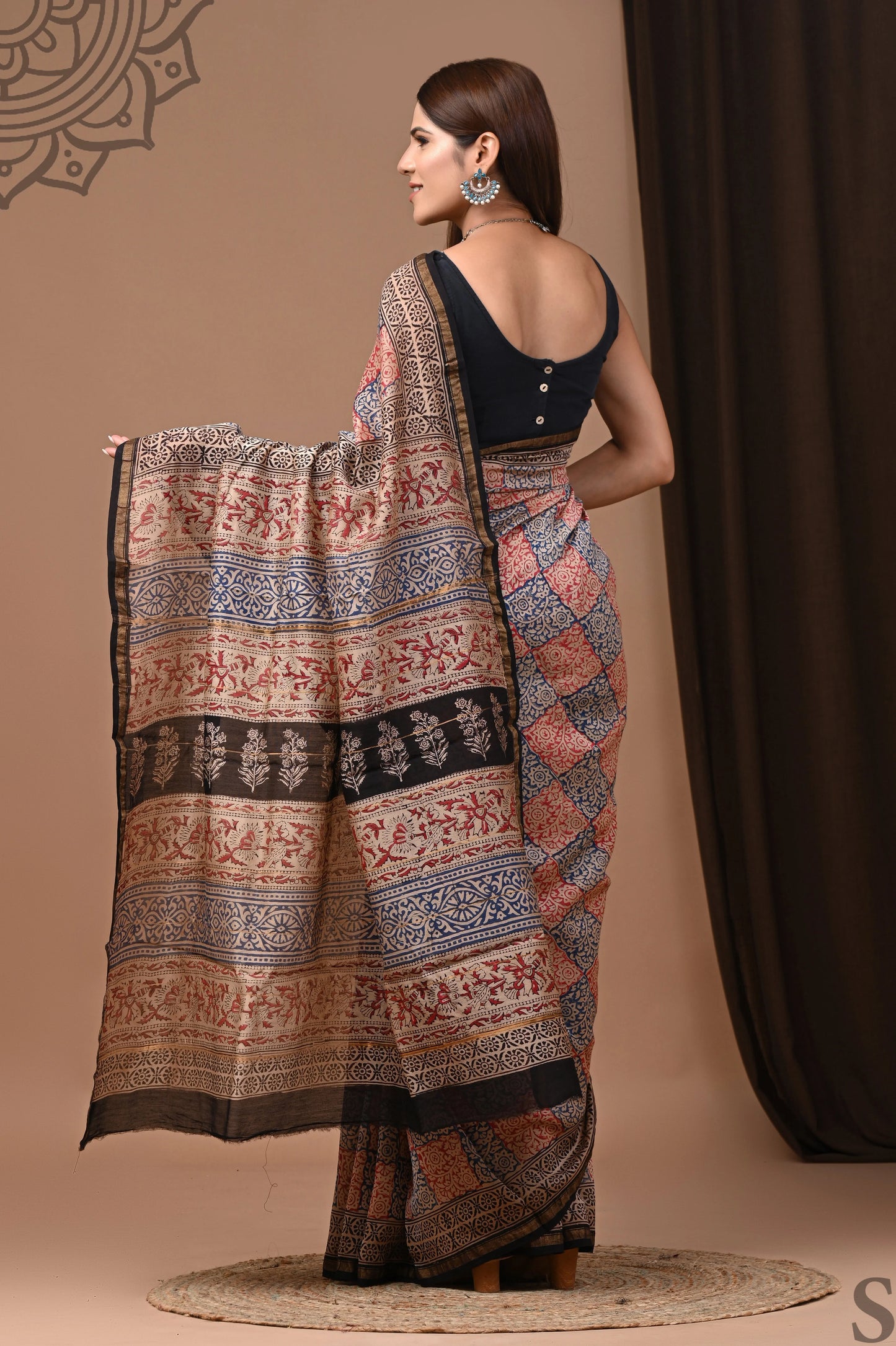 Premium Hand Block Printed Chanderi Silk Saree