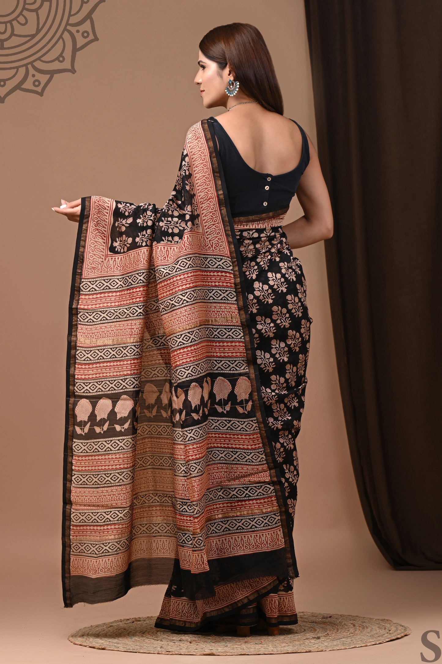 Premium Hand Block Printed Chanderi Silk Saree