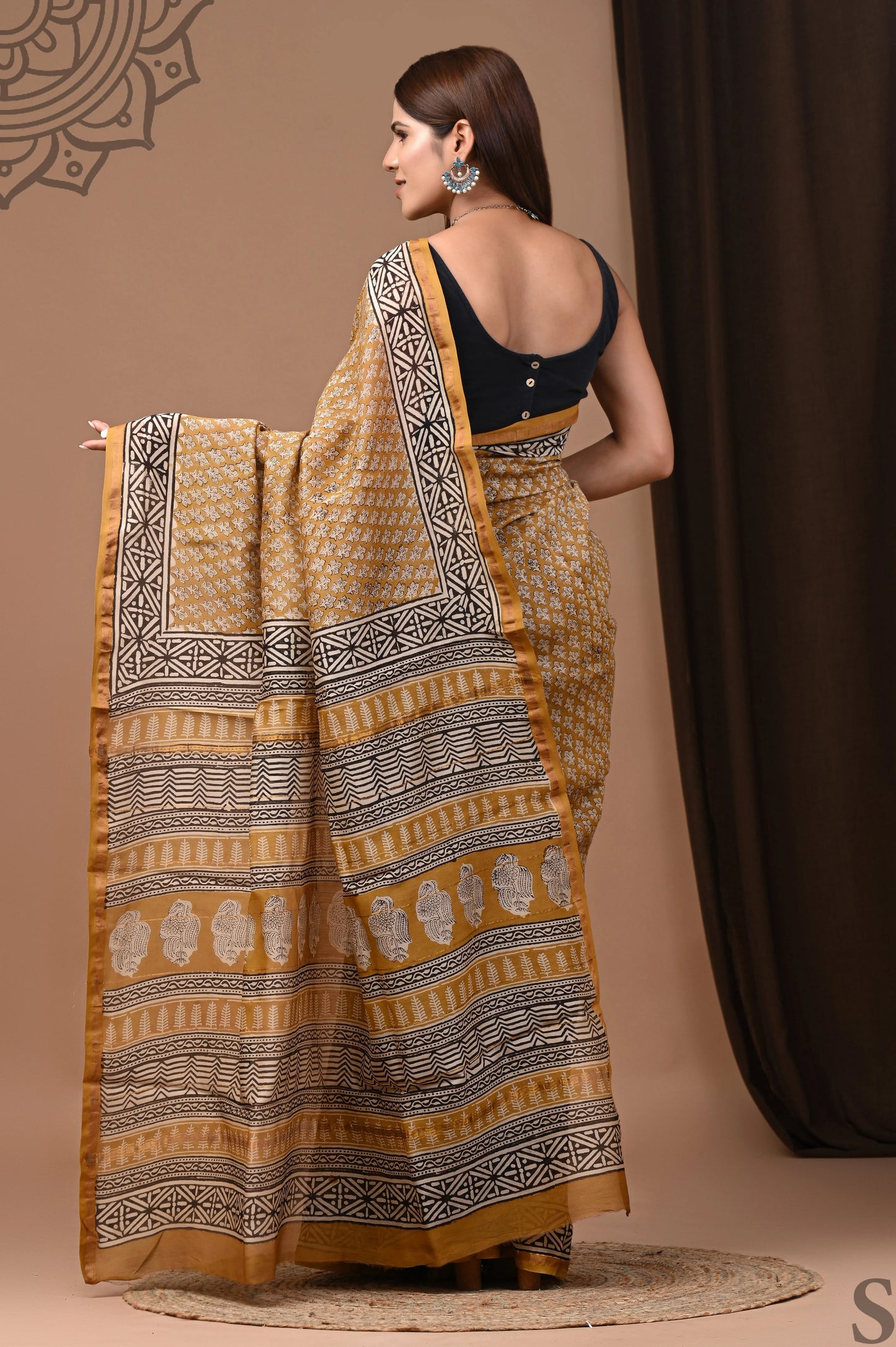 Premium Hand Block Printed Chanderi Silk Saree