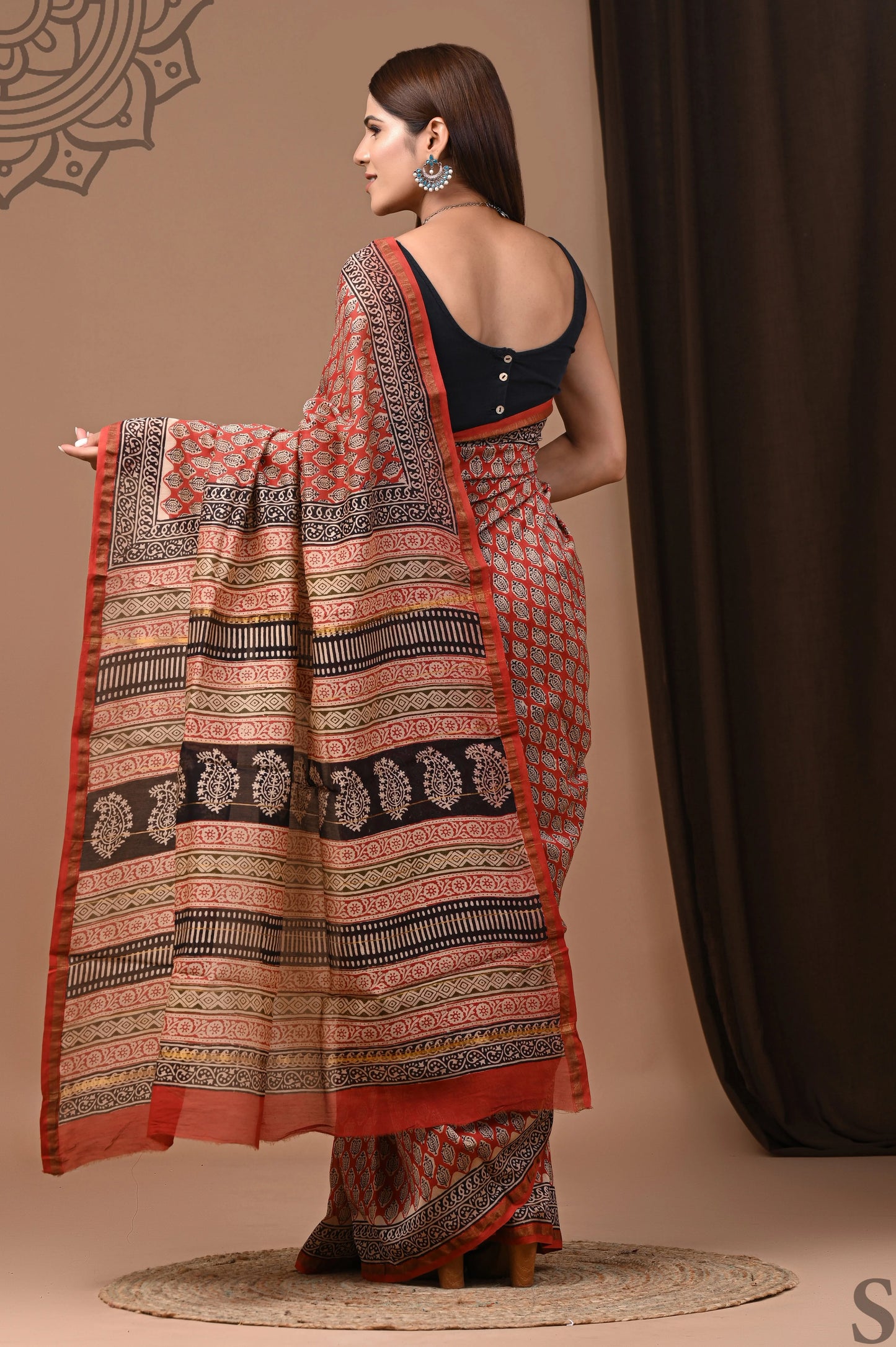 Premium Hand Block Printed Chanderi Silk Saree