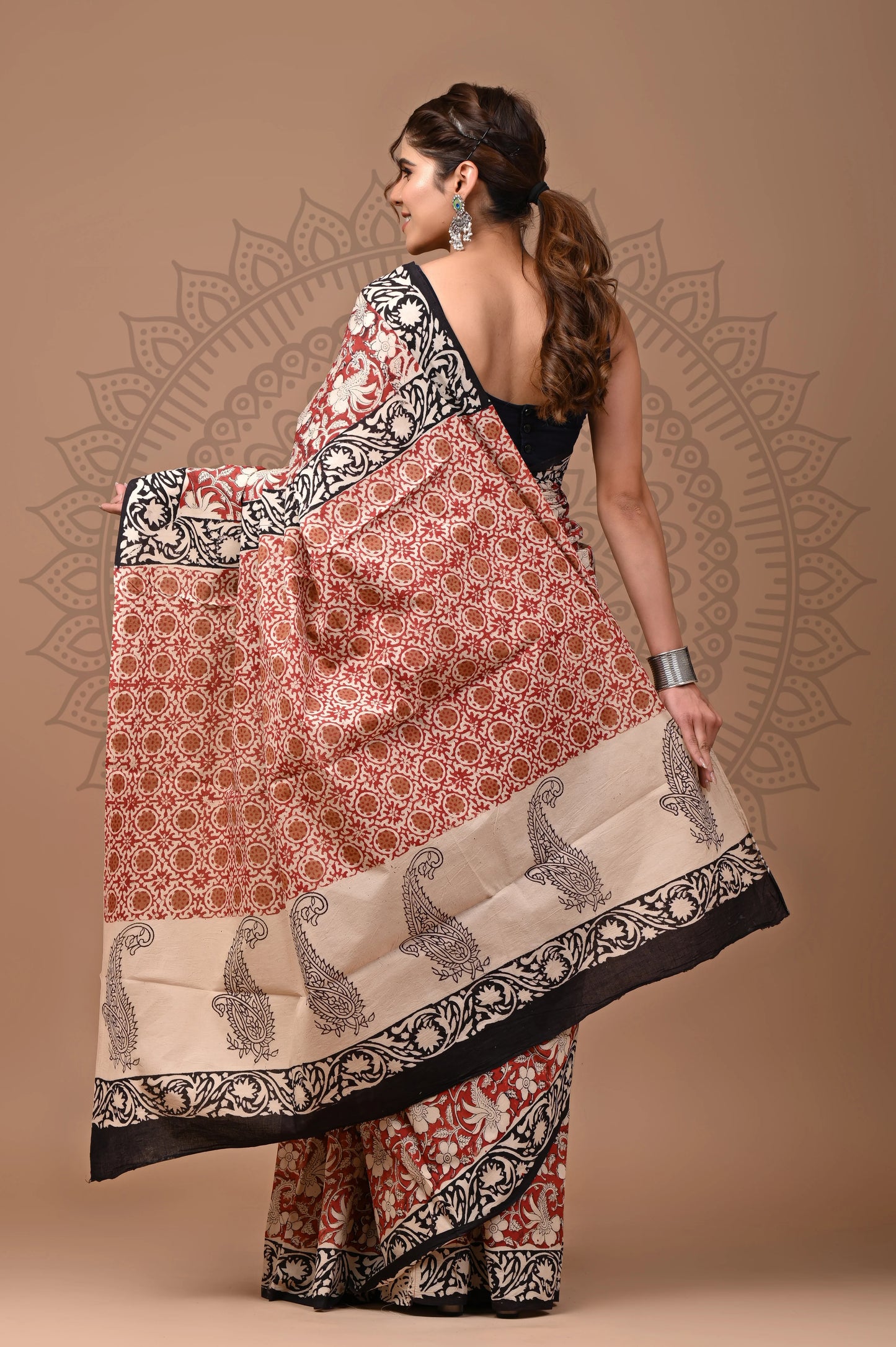 Traditional Bagru Printed Cotton Saree With Blouse