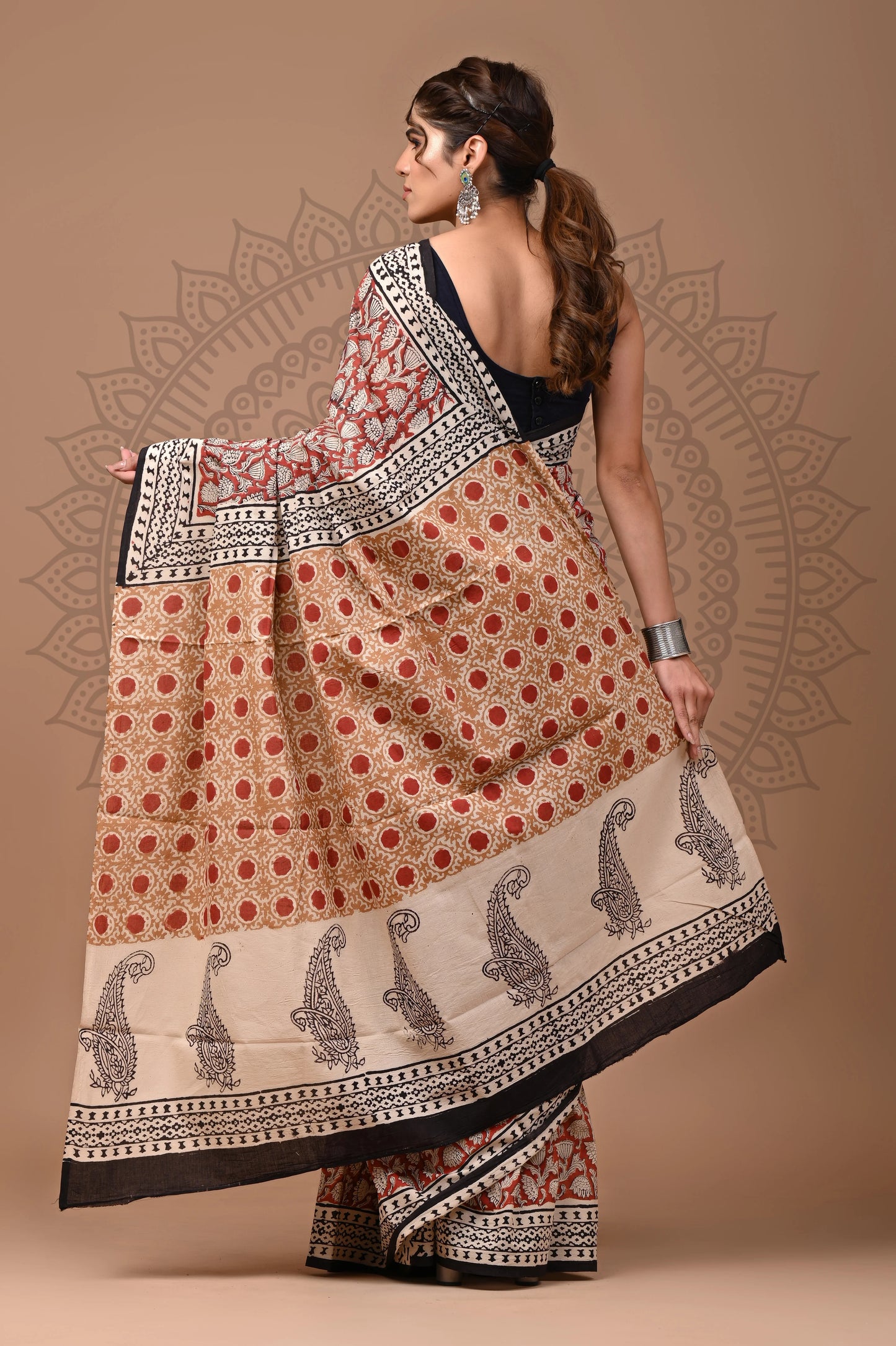 Traditional Bagru Printed Cotton Saree With Blouse