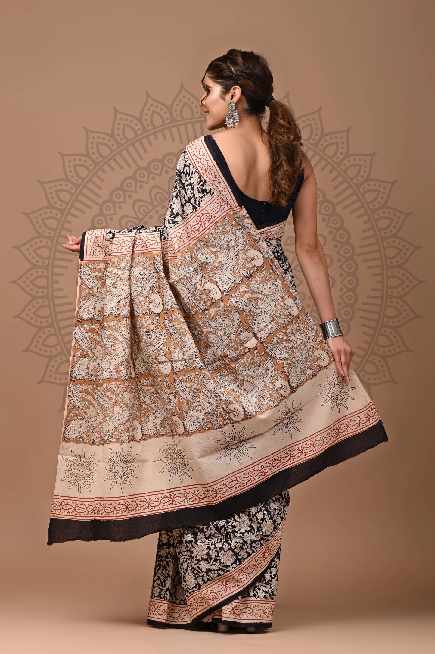 Traditional Bagru Printed Cotton Saree With Blouse