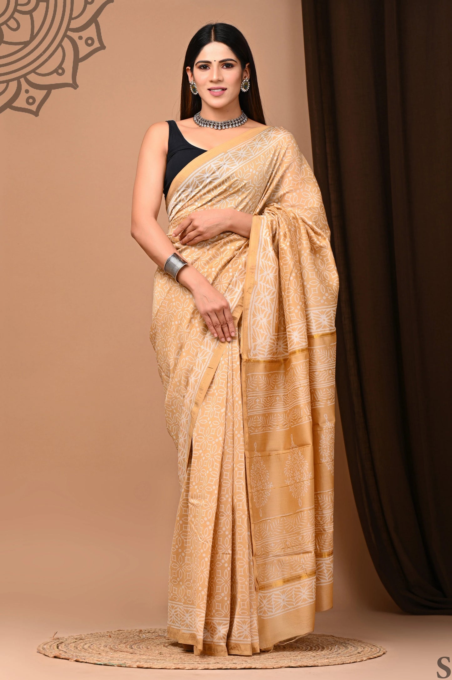 Premium Hand Block Printed Chanderi Silk Saree