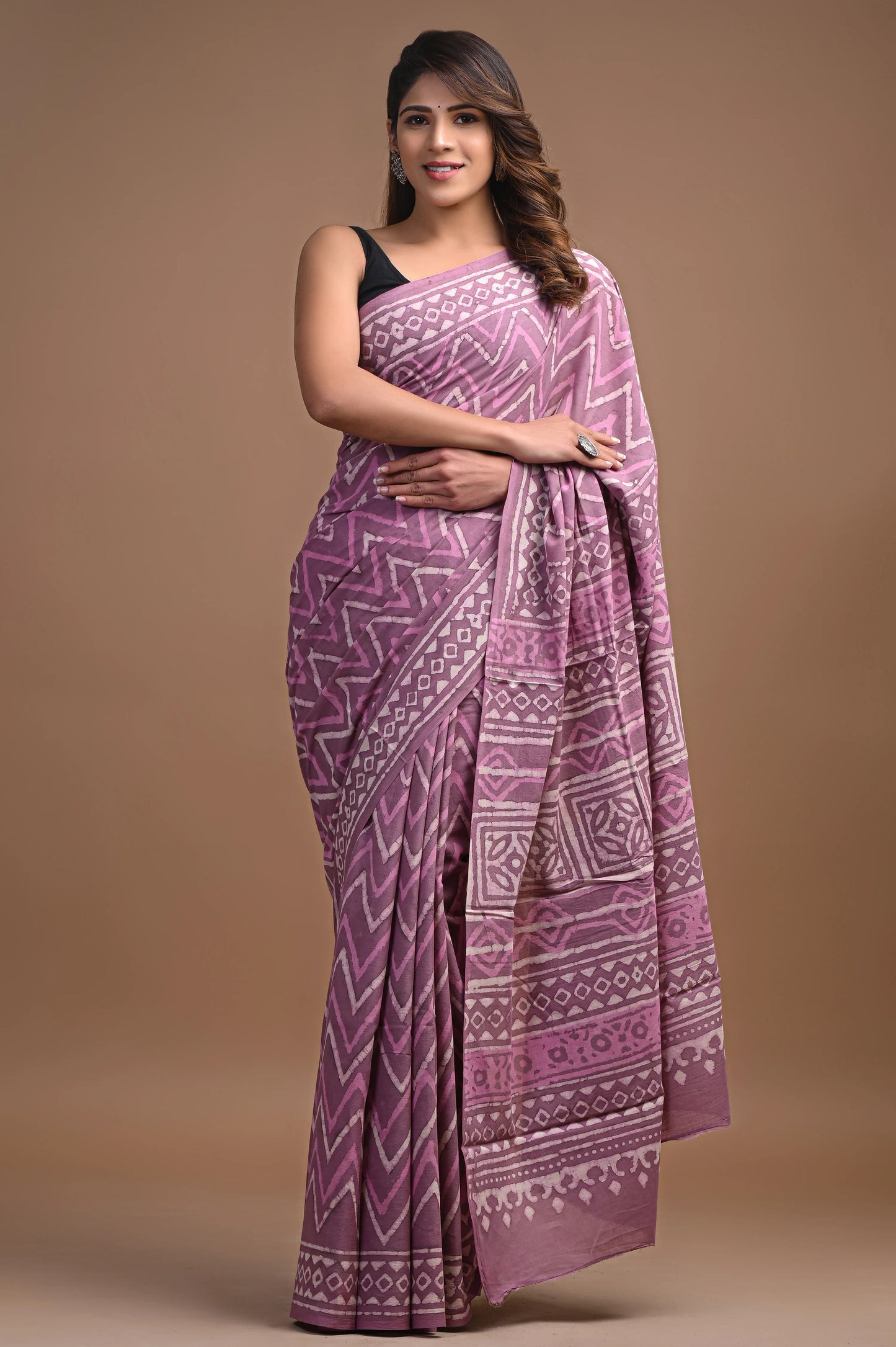 Hand Block Printed Pure mul Cotton Saree