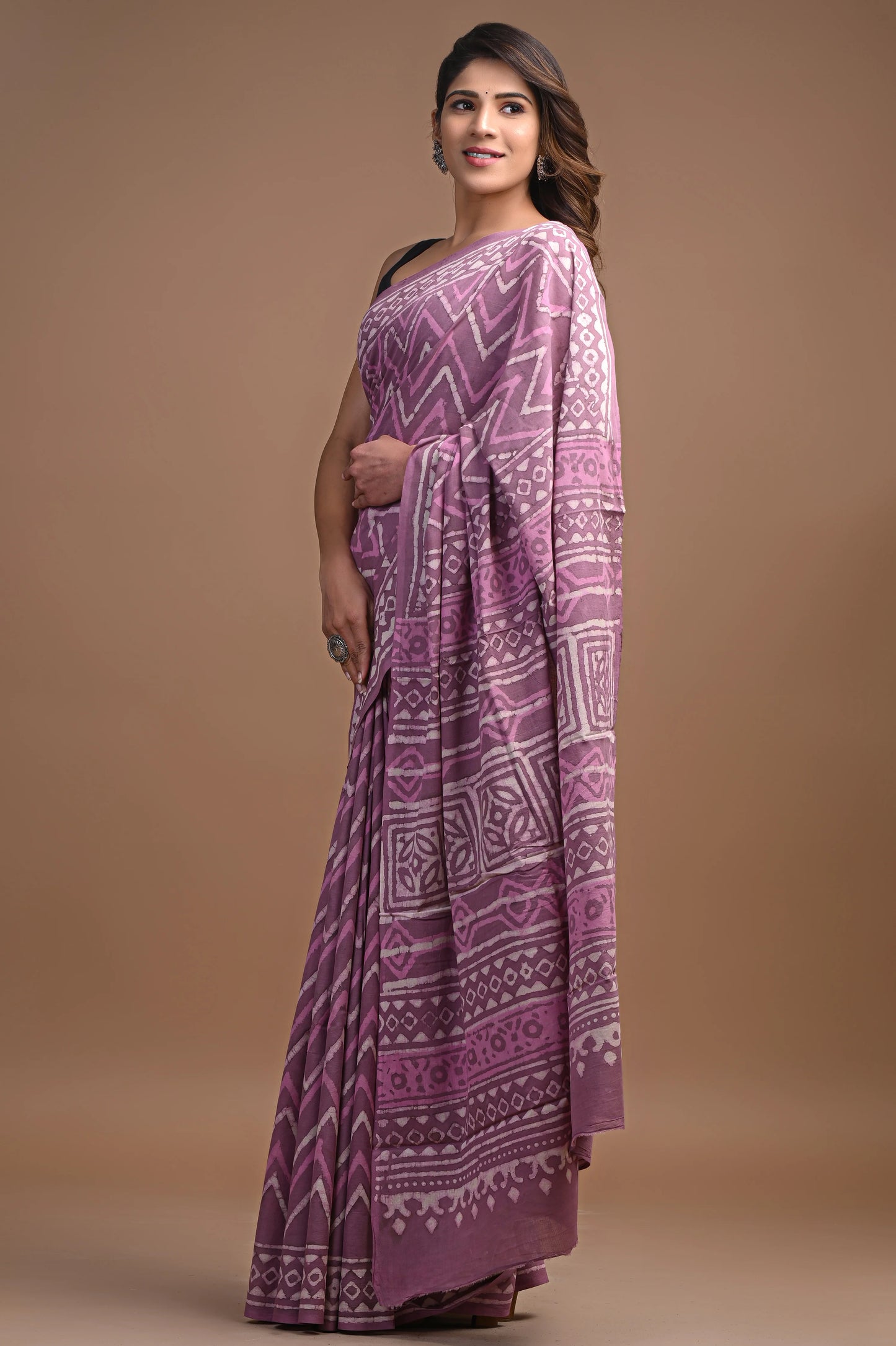 Hand Block Printed Pure mul Cotton Saree