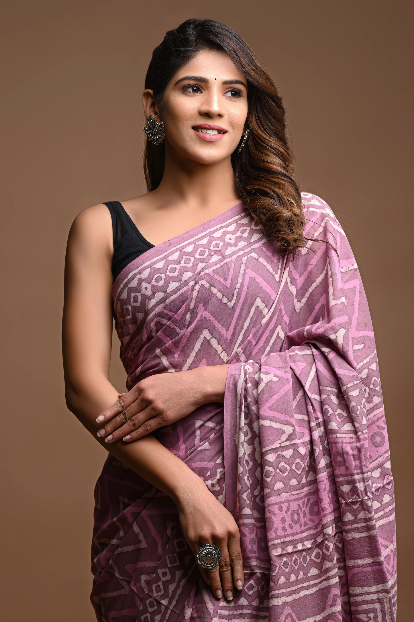 Hand Block Printed Pure mul Cotton Saree