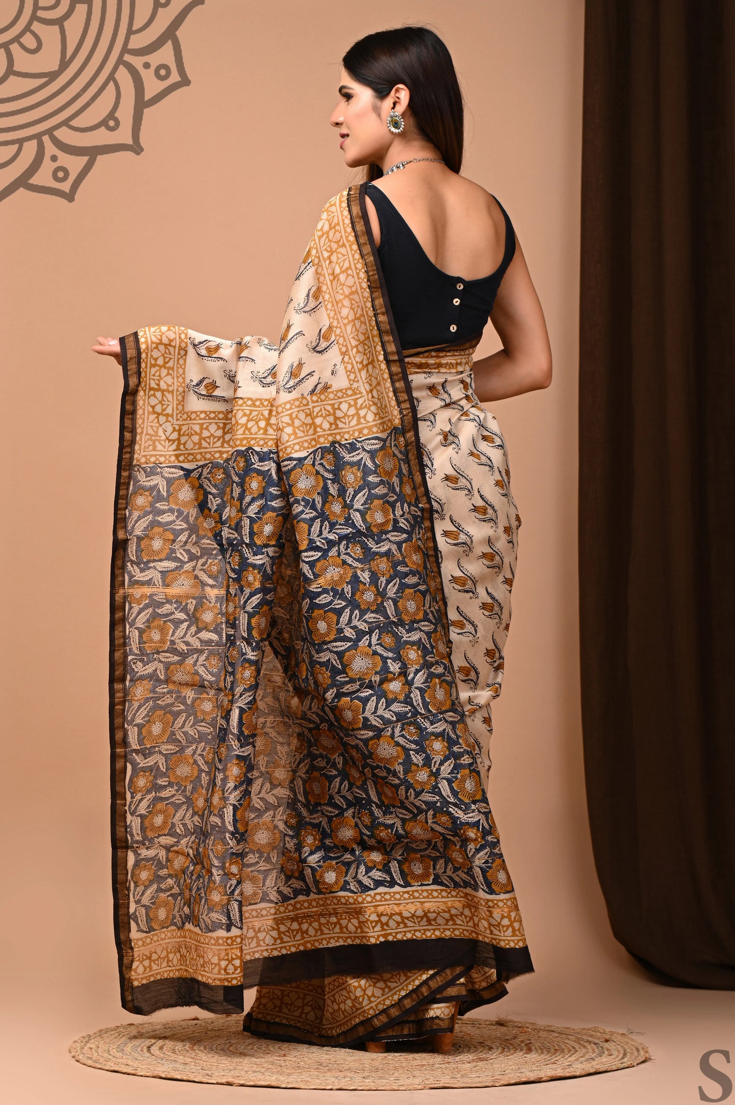 Premium Hand Block Printed Chanderi Silk Saree