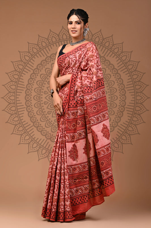 Ajrakh Dola Silk Saree