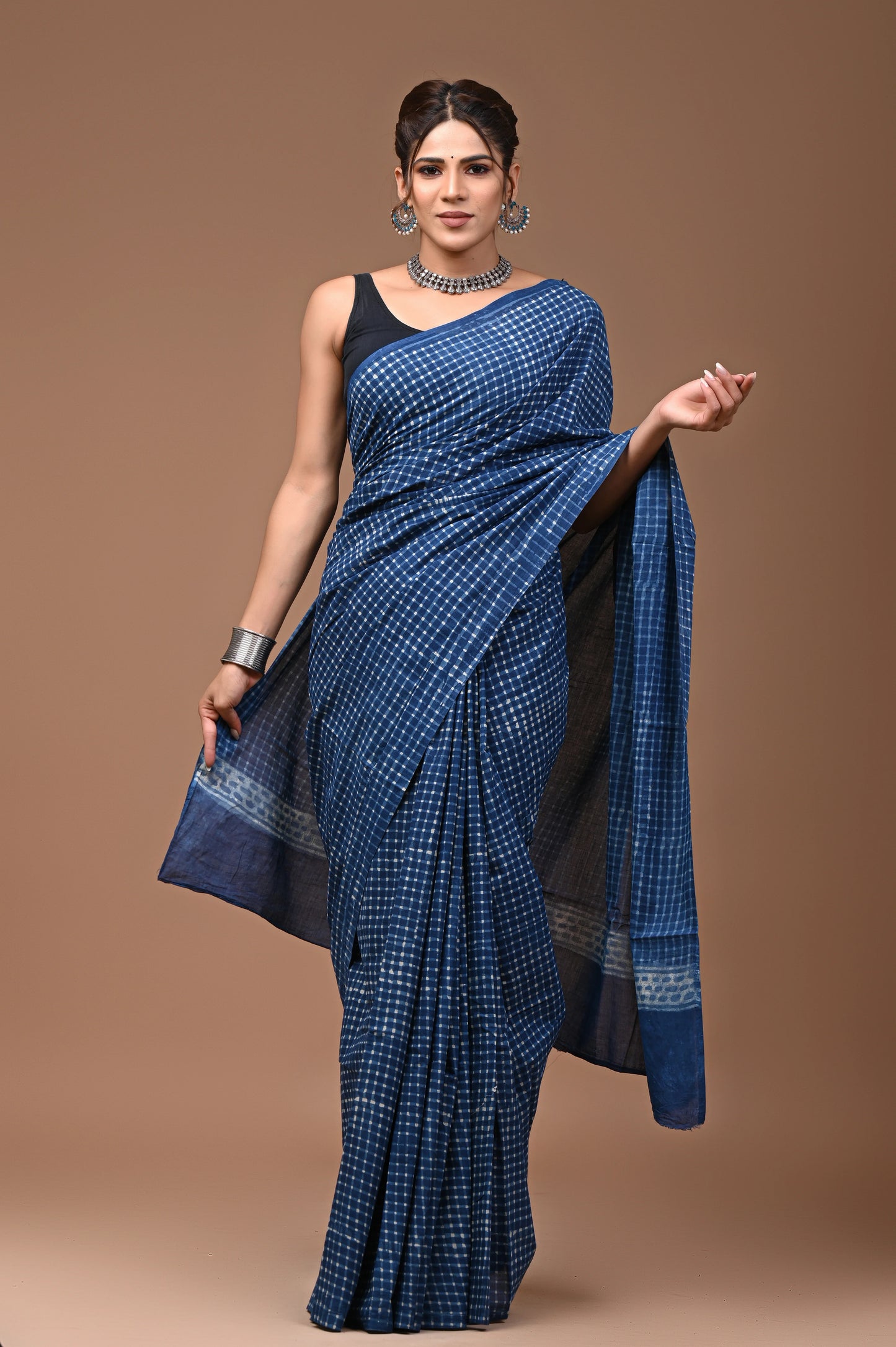 Hand Block Printed Pure mul Cotton Saree